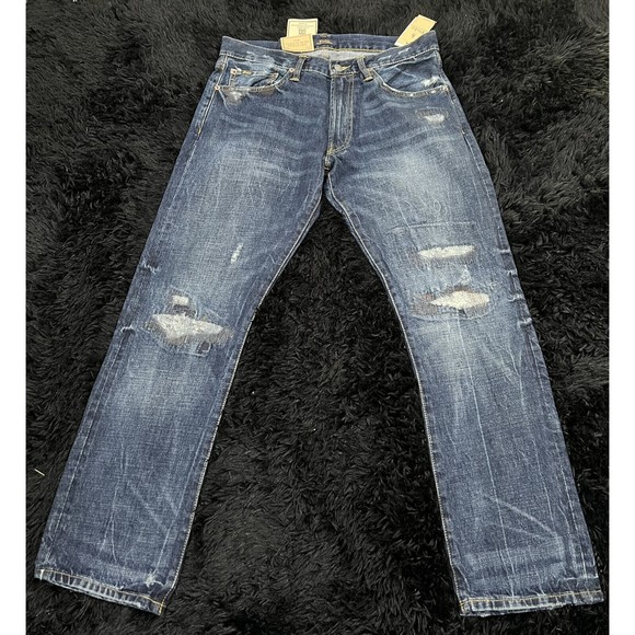 Polo Ralph Lauren Blue The Varick Slim Straight Jeans Men Size 32X32 NWT